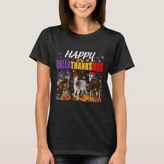 Fun Goats Mummy Pilgrim Santa Costume Happy HalloT T-Shirt