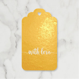 Fun Gold and Red With Love Custom Gift Tags