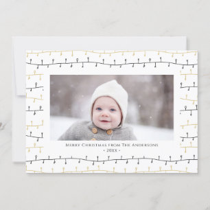 Fun Gold Black Christmas Ornaments Simple White Holiday Card