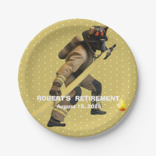 Fun Gold Firefighters Retirement Paper Plate