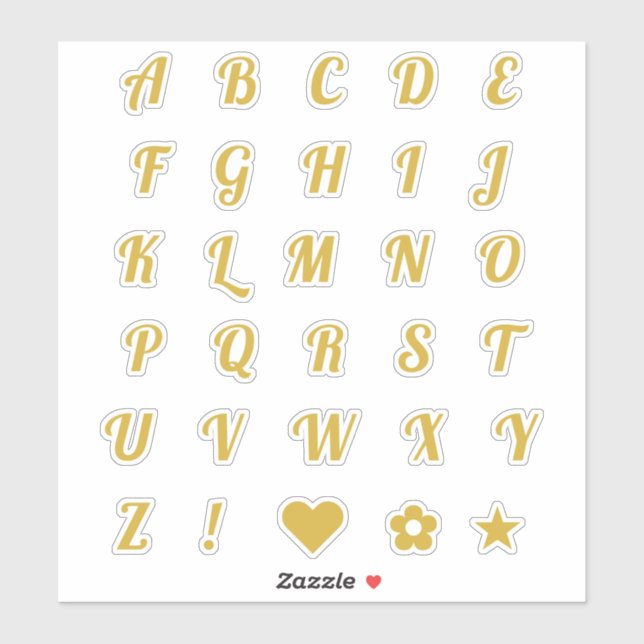 Fun Gold Font Alphabet Initial Monogram Letters (Sheet)