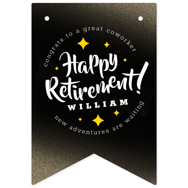 Fun Gold Glitter Stars Retirement New Adventures Bunting (First Flag)