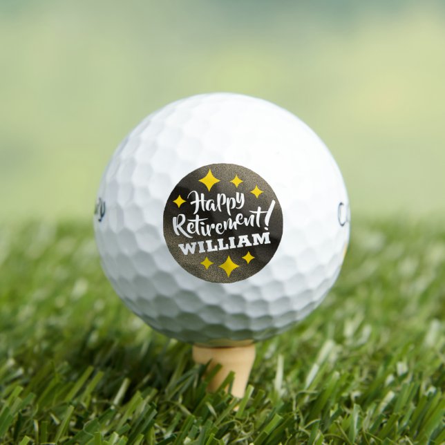 Fun Gold Glitter Stars Retirement New Adventures Golf Balls (Insitu Tee)