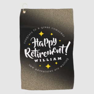 Fun Gold Glitter Stars Retirement New Adventures Golf Towel