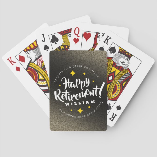 Fun Gold Glitter Stars Retirement New Adventures Playing Cards (Back)