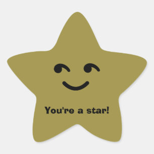 Fun Gold Happy Smiling Face You're A Star School Sticker