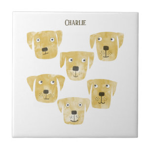 Fun Golden Labrador Retriever Dog Custom Name Tile