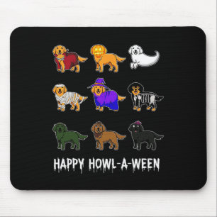 Fun Golden Retriever Dog Halloween Happy Howl-o-we Mouse Pad