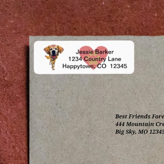 Fun Golden Retriever Return Address Label (Creator Uploaded)