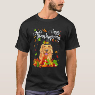 Fun Golden Retriever Thanksgiving Autumn Dog T-Shirt