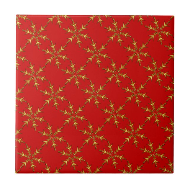 Fun Golden Snowflake Pattern Tile (Front)