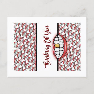 Fun Golden Tooth Red Lips Postcard
