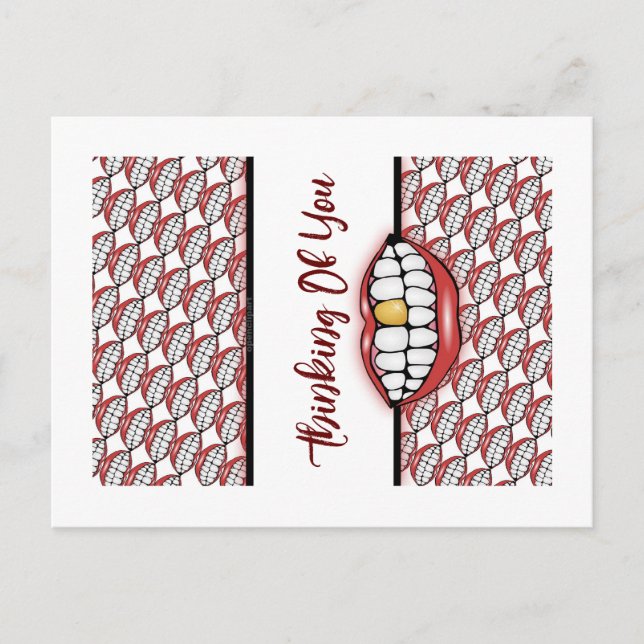 Fun Golden Tooth Red Lips Postcard (Front)