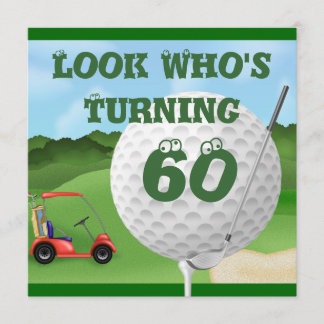 Fun Golf 60th Birthday Invitations TEMPLATE