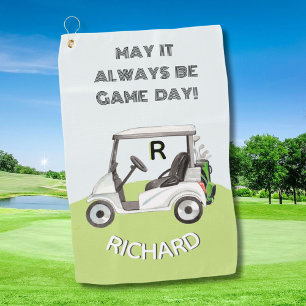 Fun Golf Cart Message Monogram Name Golf Towel