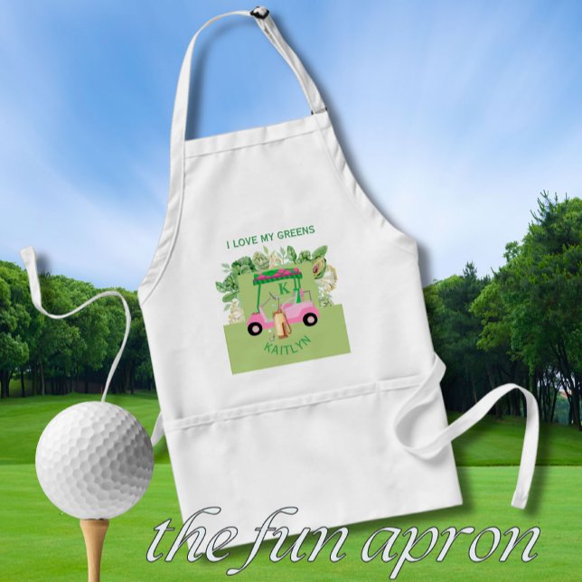 Fun Golf Cart Monogram Name Love Greens     Standard Apron (Creator Uploaded)