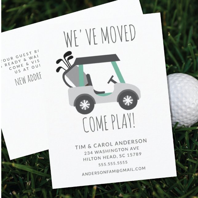 Fun Golf Cart Moving Announcement Card (Creator Uploaded)