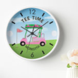 Fun Golf Course Cart Name Tee Time  Clock<br><div class="desc">A custom unique golf lover's wall clock-- tastefully done -- ready to run the course -- scenic - cart and clubs - and personalise as you wish in a stylish wooden frame. This is a great gift for all lady golf lovers -- fun / attractive / unique. If you have...</div>