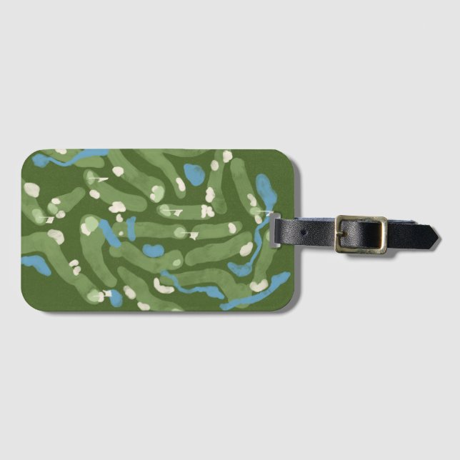 Fun golf course graphic on a luggage tag (Front Horizontal)