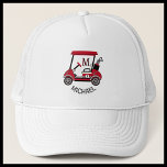Fun Golf Guy Cart Custom Monogram Name Trucker Hat<br><div class="desc">Something special for a gentleman in your life who just might appreciate a hat with a golf cart that says "#1". Ready to ride the course and help make it a great game -- this Michael is up for the job. Think birthday / father's day / or any other type...</div>