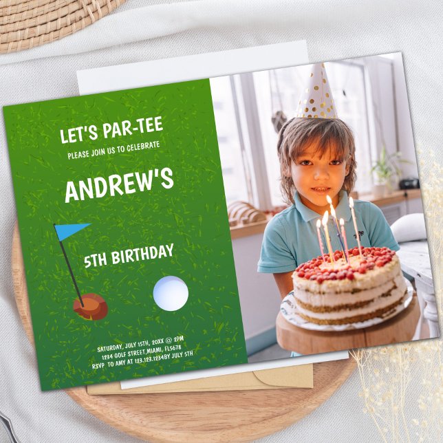 Fun Golf Party Invite (Let's Par-Tee Golf Birthday Invitations w photo)