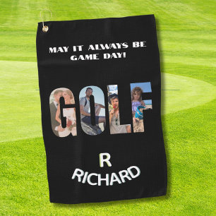 Fun Golf Photo Message Monogram Name  Golf Towel