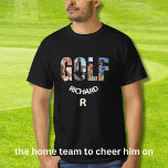 Fun Golf Photo Monogram Name  T-Shirt<br><div class="desc">Love the play golf? Wish that every day was a game day? I suspect you can think of someone who feels that way. A fun golf cart for the golf lover who likes to play with style -- or just loves to play -- personalised with custom monogram / initial and...</div>