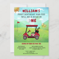 Fun Golf Red Cart Boy 1st Birthday Par-Tee 