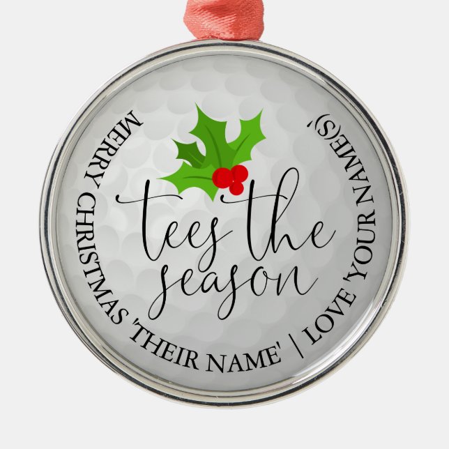 Fun Golfer Christmas Golf Gift Tees The Season  Metal Tree Decoration (Front)