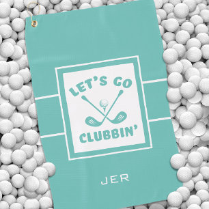 Fun Golfer Golf Modern Monogram Sports Teal Green Golf Towel