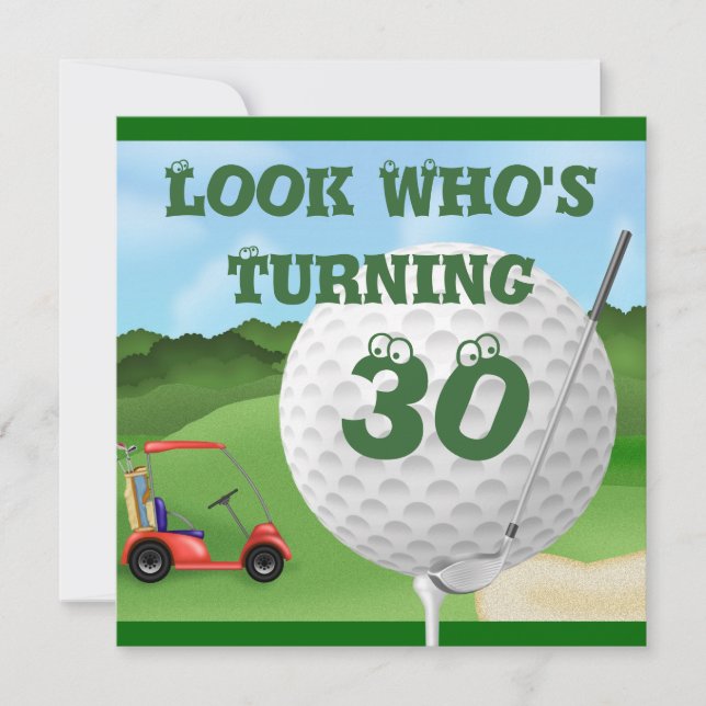 FUN GOLFING 30th Birthday Invitations (Front)