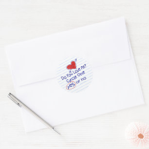 Fun Grade School Love Note Sticker   Round