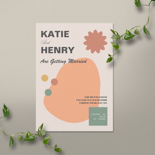 Fun Graphic Design Terracotta Wedding Invitation (Creator Uploaded)