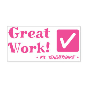 Fun "Great Work!" Tutor Rubber Stamp