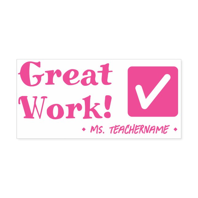 Fun "Great Work!" Tutor Rubber Stamp (Design)