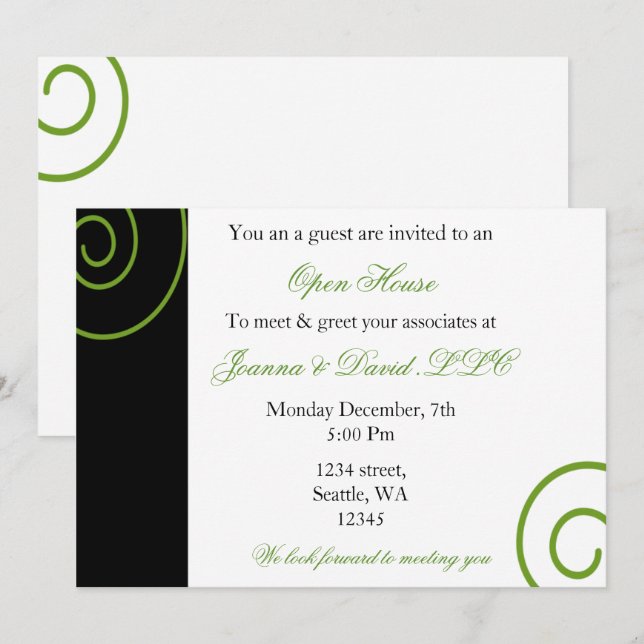 Fun Green Corporate party Invitation (Front/Back)