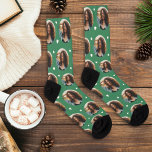 Fun Green Custom Girlfriend Photo Heart Socks<br><div class="desc">Rich and playful, these custom socks feature your photo in a round frame on a deep green background with white confetti hearts. Upload your photo to create a fun romantic gift for your boyfriend or husband. Great for Christmas, birthdays, or anniversaries. Photo tip: crop your photo to a square shape...</div>