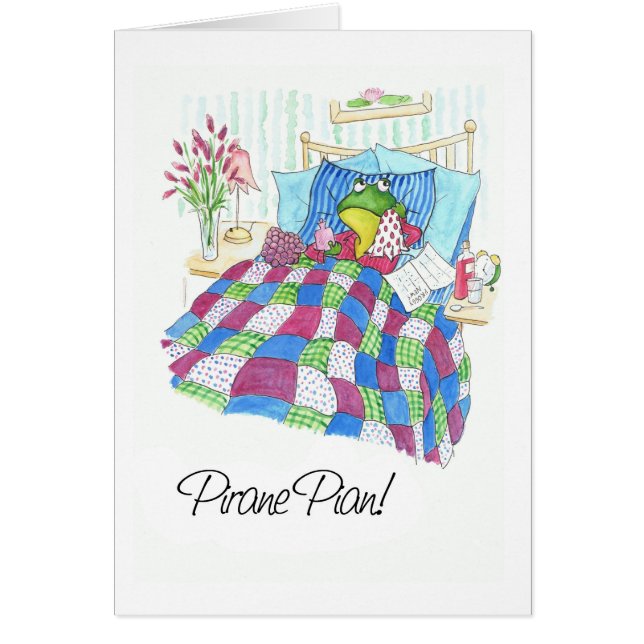 Fun Green Frog Get Well Soon Finnish Greeting (Front)