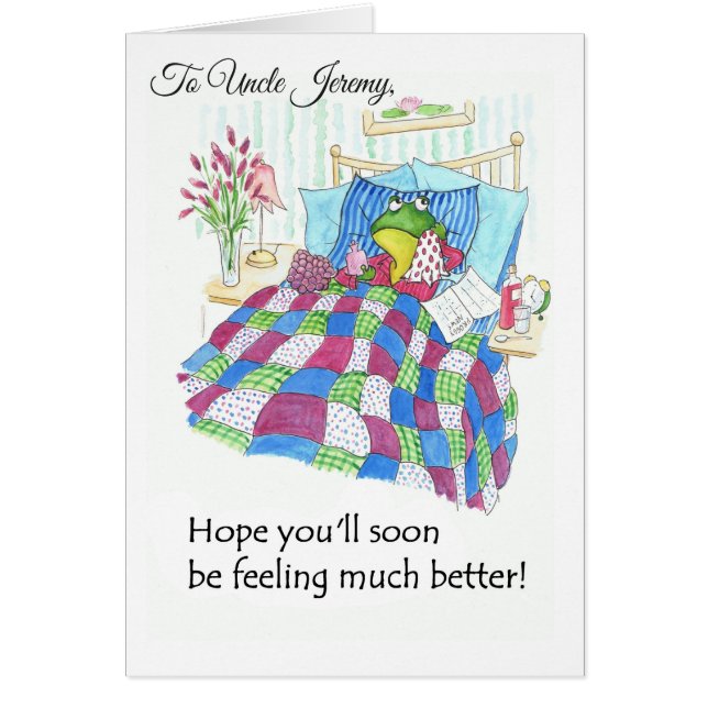 Fun Green Frog Get Well Soon to Personalise (Front)