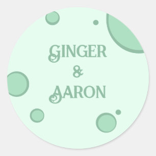 Fun Green Groovy Circles Retro Wedding Classic Round Sticker