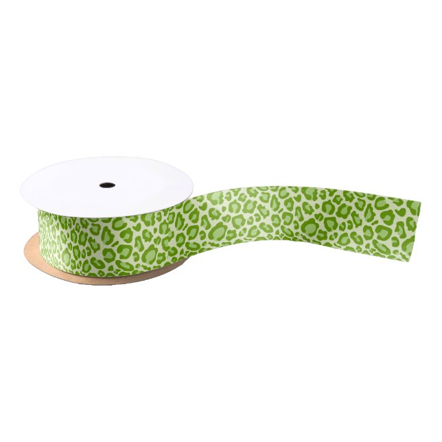 Fun Green Leopard Print Ribbon Satin Ribbon (Spool)