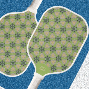 Fun Green Monogrammed Pickleball Paddle
