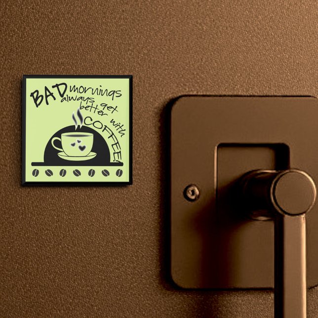 Fun Green Mornings With Team Coffee Art Magnet (2" square coffee magnet)