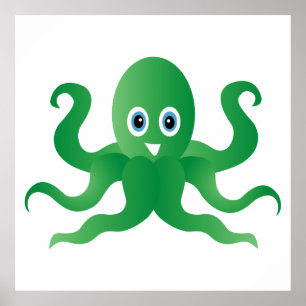 Fun green octopi poster