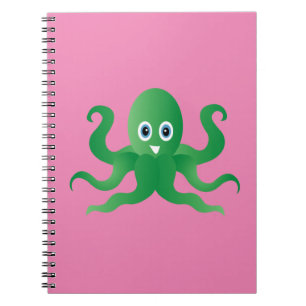 Fun green octopi spiral notebook