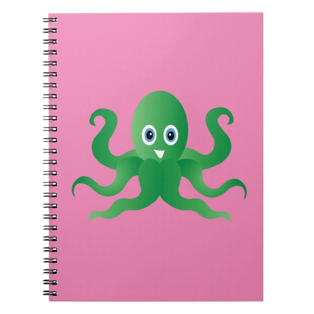 Fun green octopi spiral notebook (Front)