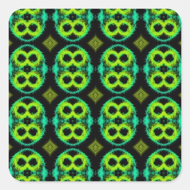 Fun Green Plaid Square Sticker (Front)