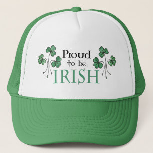 Fun Green Shamrocks Proud to be Irish Trucker Hat