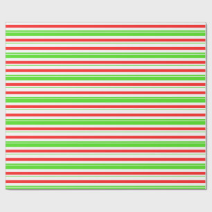 Fun Green, White, Red Christmas Inspired Stripes Wrapping Paper