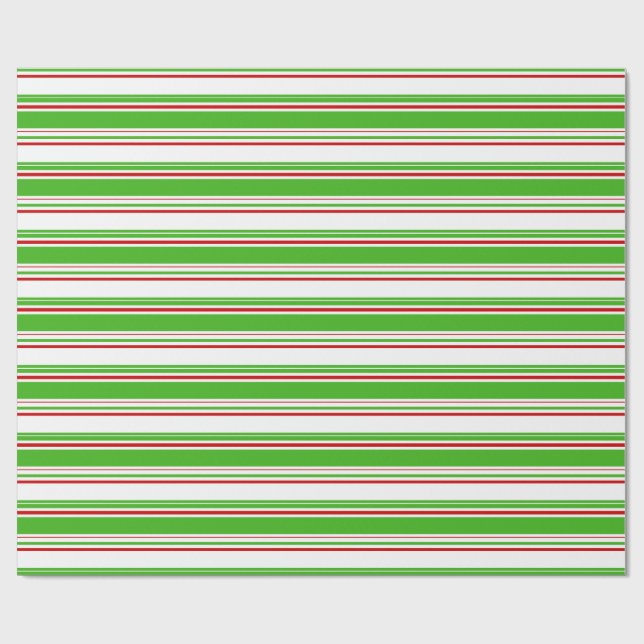 Fun Green, White, Red Christmas Style Pattern Wrapping Paper (Flat)